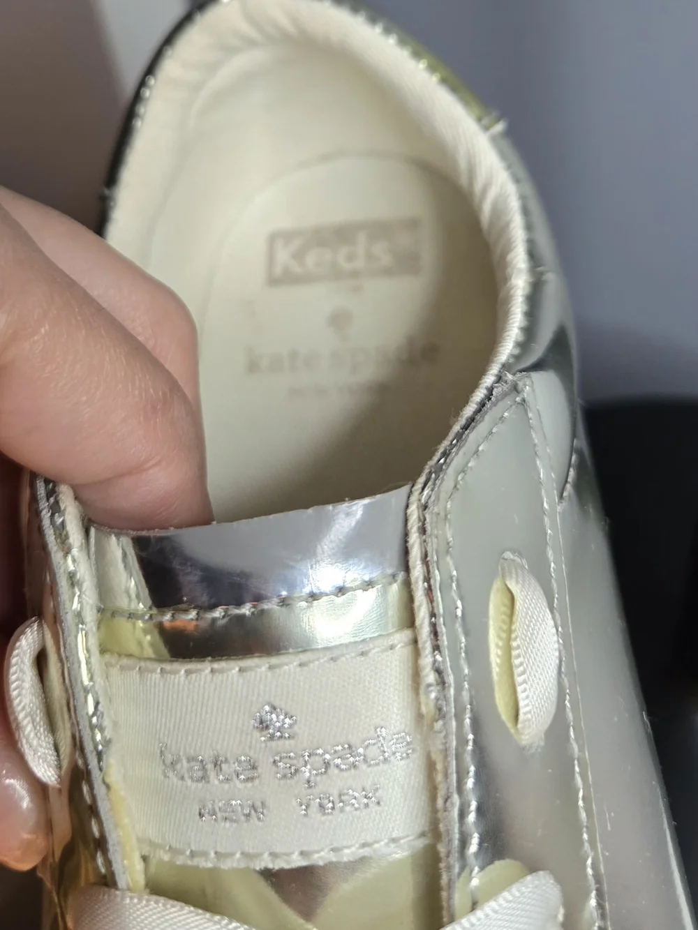 Kate Spade X Keds Silver Metallic Women's Sneakers - Casual Shine Size 6